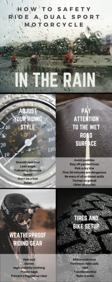 Tips on how to safely ride a dual sport motorcycle in the rain